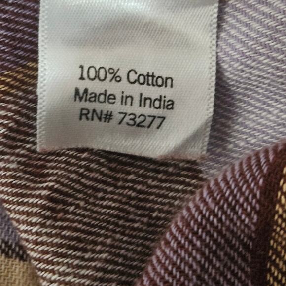 Plaid Cotton Button Down Top Size XL - Picture 4 of 4